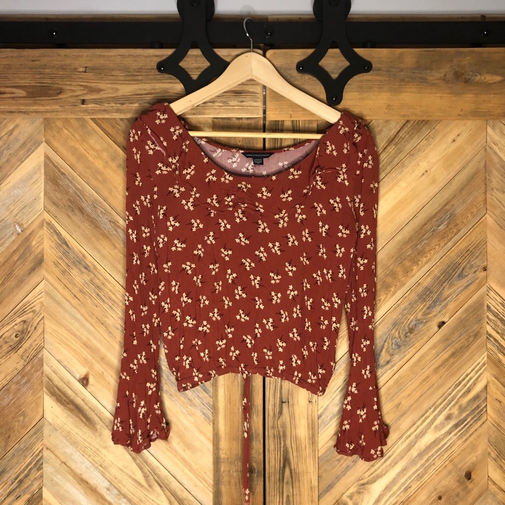 American Eagle Maroon long sleeve Shirt